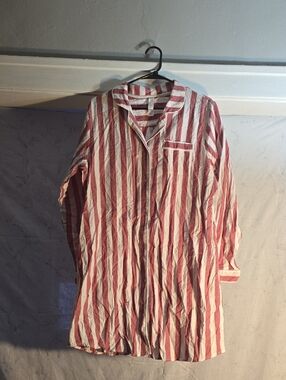 stars above Red and White Striped Button-Up